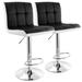 Elama 2 Piece Faux Leather Tufted Bar Stool in Black and White with Chrome Base