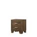 Miquell Rectangular Nightstand, Oak, Transitional Style, 2 Drawers, Wooden Block Leg, Veneer, PB, MDF, Chipboard