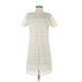 Ann Taylor LOFT Casual Dress - Shift: Ivory Chevron/Herringbone Dresses - Women's Size 2 Petite
