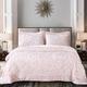 Prime Linens Luxury Quilted Bedspread 3 Piece Velvet Bedding Double Bed for Bedroom Decor - Super Soft Quilted Bedspreads Embossed Pattern Sofa Bed Throws with 2 Pillow Case - Pink