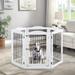 White 6 Panel Playpen Extra Wide Dog Gate, 132" L X 0.8" W X 31.5" H, Large