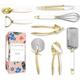 White & Gold Kitchen Tools and Gadgets - Luxe 8PC Cooking Tools and Gadgets with Anti-Slip Handles, Gold Utensils Set, Gold Kitchen Accessories and White Kitchen Utensil Set,Premium Kitchen Gadget Set