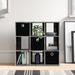 Ebern Designs Inaayah 26.5 H x 26.7 W Cube Bookcase w/ Bins Wood in Gray/Black | 26.5 H x 26.7 W x 7.9 D in | Wayfair ZIPC2451 27473158