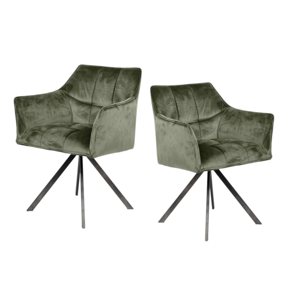 Lot de 2 fauteuils de table pivotants en velours