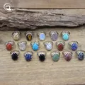 Reiki – bague en pierre naturelle de guérison Cabochon cristal Onxy Quartz Rhodonite opale