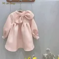 Robe de princesse à gros nœud pour bébé fille vêtements à manches longues vintage fête