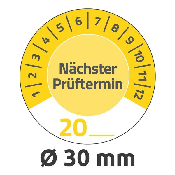 Avery Zweckform Gelbe Prüfplaketten »Nächster Prüftermin« mit Jahreszahl 20__ zum Selbereintrage gelb Image