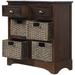 Cabinet with Two Drawers and Four Classic Rattan Basket for Dining Room