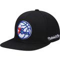 Men's Mitchell & Ness Black Philadelphia 76ers English Dropback Snapback Hat