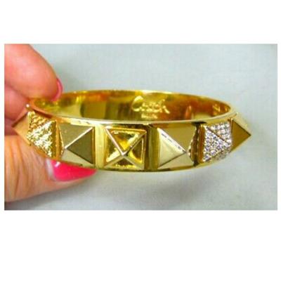 Coach Jewelry | Gorgeous Coach Statement Braclet Cuff Pyramid Design Substantial Piece | Color: Tan | Size: Os