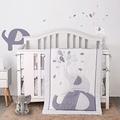 通用 YJM Jungle Elephant Crib Bedding Sets for Baby Boys and Girls,Grey/White Crib Set, 4 PC Cot Bedding Set with 1 Crib Skirt/1 Quilt/2 Crib Sheet
