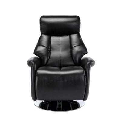 Progressive Furniture Inc. Relax-R 31.1" Wide Faux Leather Manual Swivel Ergonomic Recliner Faux Leather in Black/Gray | Wayfair M710-493CHR