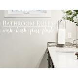 Trinx Bathroom Rules Wash Brush Floss Flush Wall Decal Vinyl in White | 4 H x 14.5 W in | Wayfair 1D9CB5F6BD904892BD9CA5D863DE22C8