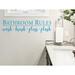 Trinx Bathroom Rules Wash Brush Floss Flush Wall Decal Vinyl in Blue | 8 H x 28 W in | Wayfair 78FDF293A87144D5AEF61814B8F5C51F