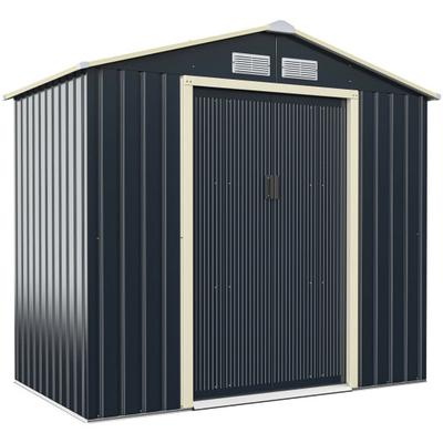 Costway 7 Feet x 4 Feet Metal Storage Shed with Sl...