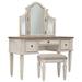 Signature Design by Ashley Nettle Bank Chipped White 3-piece Vanity Mirror Stool Set