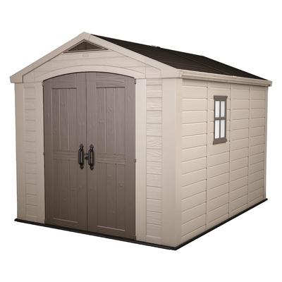Keter 211203 Factor 8 x 11 All Weather Resistant Outdoor Storage Shed, Taupe - 130.5 x 95.5 x 95.5 inches