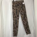 Free People Jeans | Free People Jeans High-Rise Snakeskin-Print Cropped Skinny Jeans Size 25 | Color: Tan | Size: 25