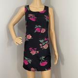 Free People Dresses | Free People Black Floral Silky Sleeveless Shift Dress Size Small | Color: Black/Pink | Size: S