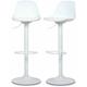 Lot de 2 tabourets de bar réglables 61.5/83.5cm - Noah - simili cuir blanc - hauteur réglable.