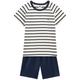 Petit Bateau - Schlafanzug Trew Kurz In Marshmallow/Smoking, Gr.122/128