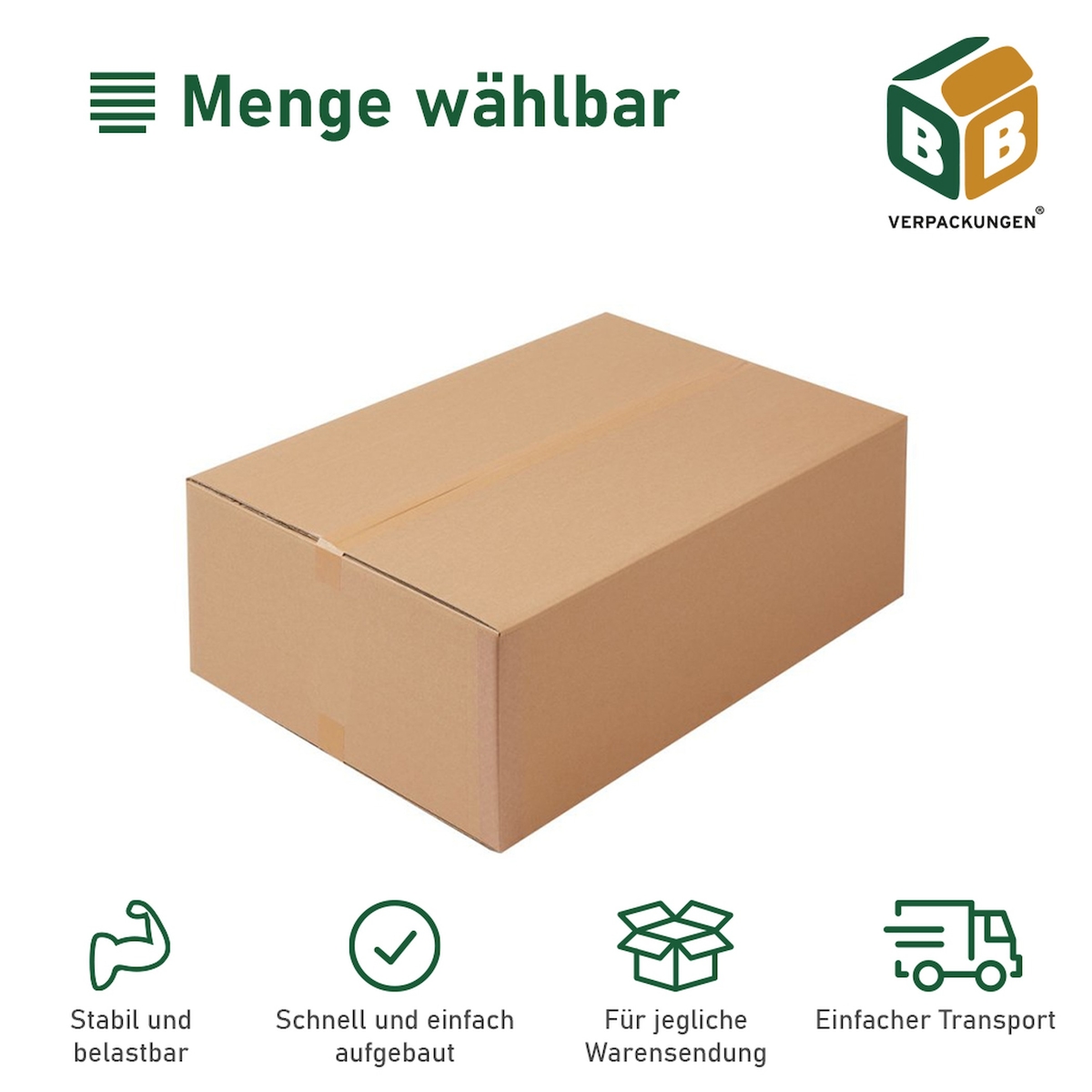 BB-Verpackungen GmbH 50 x Faltkarton (400 x 400 x 100 mm) stabil 1-wellig Versandkarton Päckchen DHL Hermes Schachtel Box Paket braun BB-Verpackungen Image