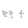 Miore cross stud earrings with 0.04 ct pavé diamonds in 9 carat 375 white gold 6.4 x 4.4 mm