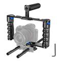 NEEWER Aluminium Alloy Video Camera Mounting Kit with Two Top Handle, 15 mm Rods, Compatible with Sony A7S III, Sony A6600 Canon EOS R5 R6 DSLR Mirrorless Camera Black-Blue