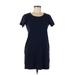 Karen Scott Sport Casual Dress - Shift: Blue Print Dresses - Women's Size X-Small