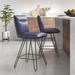 Mercury Row® Vangorder Swivel Bar & Counter Stool Upholstered/Leather/Metal/Faux leather in Gray/Blue | 37 H x 18 W x 21 D in | Wayfair