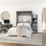 Osterman Storage Murphy Bed Wood in Gray/Brown Laurel Foundry Modern Farmhouse® | 80.9 H x 23.5 W x 78.7 D in | Wayfair