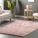 Pink 48 x 48 x 0.59 in Area Rug - Wade Logan® Loni Solid Machine Washable Shag Area Rug Polyester | 48 H x 48 W x 0.59 D in | Wayfair