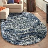 Blue/Gray 94 x 1.5 in Area Rug - Trent Austin Design® Knupp Abstract Shag/White Area Rug Polypropylene | 94 W x 1.5 D in | Wayfair