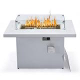 Arlmont & Co. Chelsea Patio Modern Black Aluminum Propane Fire Pit Table Aluminum in White | 31 H x 44 W x 35.1 D in | Wayfair