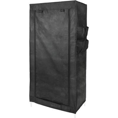 Primematik - Garderobe Stoffschrank Faltschrank Kleiderschrank 70 x 45 x 155 cm schwarz mit Rolltor Image