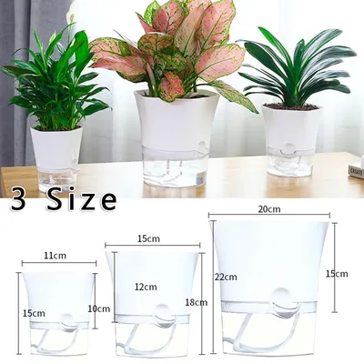 Pot de fleur en plastique transparent pour plantes auto-arrosantes jardinière hexagonale décor de