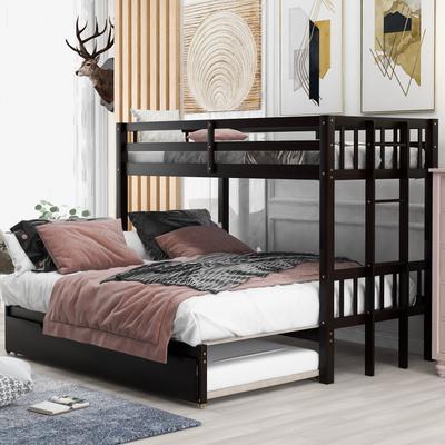 Twin over Twin/King Pull-out Bunk Bed with Trundle...