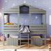 Twin Size Low Loft Wood House Bed with Two Drawers