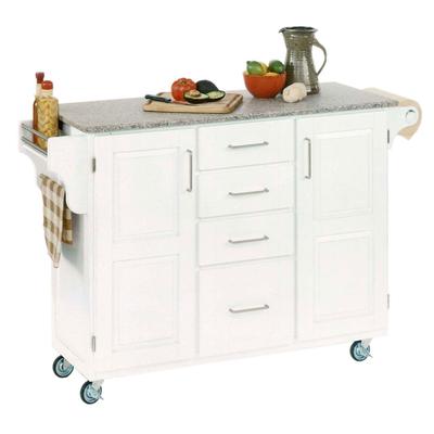 Large White Finish Create a Cart with Salt & Pepper Granite Top by Homestyles in White Salt Water Dive Pepper