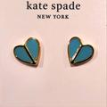 Kate Spade Jewelry | Kate Spade Turquoise Heart Earrings. | Color: Blue/Gold | Size: Os