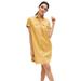Plus Size Women's Button Front Linen Shirtdress by ellos in Honey Spice (Size 26)