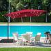 Arlmont & Co. Drex 98.4" Square Lighted Cantilever Umbrella Metal in Red | 96.5 H x 98.4 W x 98.4 D in | Wayfair 7C3E79A8920742E084739A2D4940AAC1