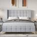 Etta Avenue™ Mikaela Tufted Low Profile Standard Bed Upholstered/Velvet, Wood in Gray | 49.8 H x 59.8 W x 83.3 D in | Wayfair