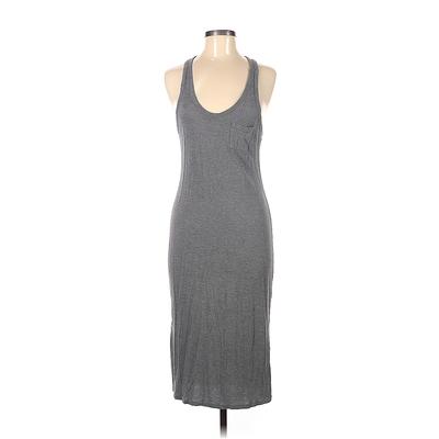 T by Alexander Wang Casual Dress - Midi Plunge Sleeveless: Gray Solid Dresses - Women's Size X-Small