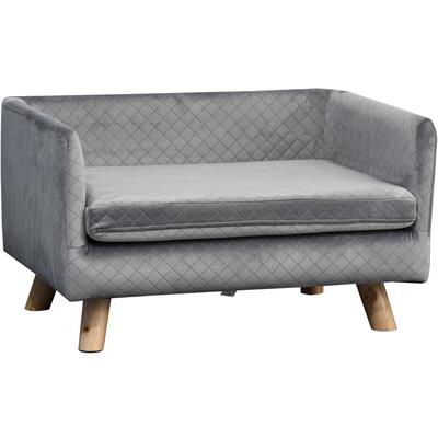 Hundesofa mit Holzbeinen Hundebett Haustiersofa Hundematte für kleine Hunde bis zu 8 kg Samt-Touch Image