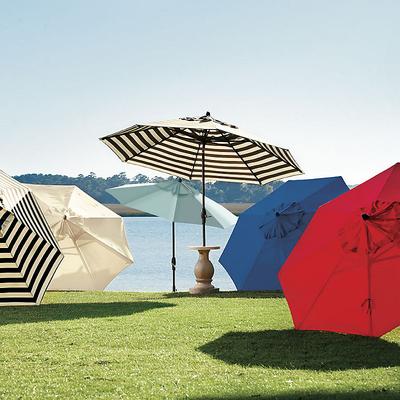 Auto Tilt Patio Umbrella - Canvas Sand Sunbrella, White, 9' - Ballard Designs