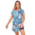 Plus Size Women's Longer Length Short-Sleeve Swim Tunic by Swim 365 in Blue Abstract (Size 44)