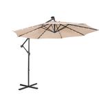 Costway 10 Feet Patio Solar Powered Cantilever Umbrella with Tilting System-Beige