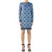 Michael Kors Dresses | Michael Kors Blue/White/Black Geometric Long Sleeve Jersey Shift Dress - Size M | Color: Blue/White | Size: M