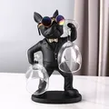 KungFu – porte-verres à vin en résine pour bouledogue support créatif statue de chien support